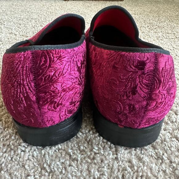 Enzo Rome Red Vintage Damask Velvet Dress Loafers Slip On Dress Shoes- 13 main image 4